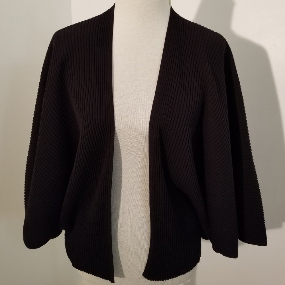 COS Black Ribbed Cardigan 3/4 sleeve